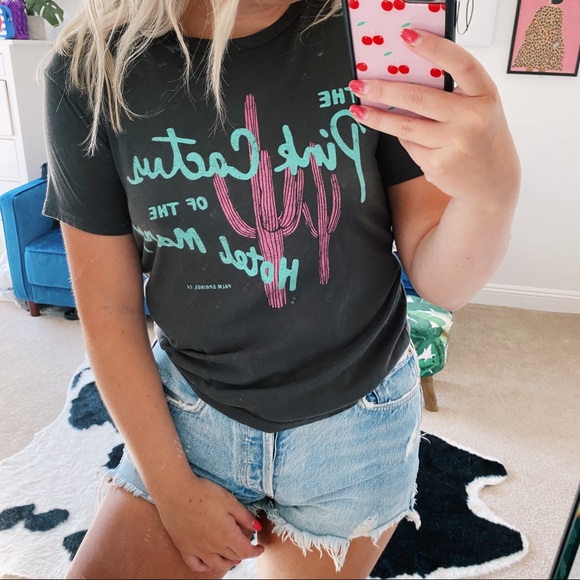 PacSun Tops - The pink cactus grey teal graphic tee Palm Springs